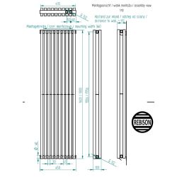 Grzejnik pionowy SQD biały 1800 mm – stalowy, panelowy