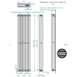 Grzejnik pionowy SQD czarny 1800 mm – stalowy, panelowy