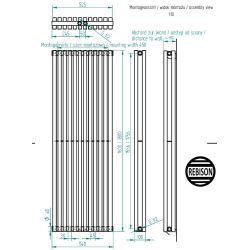 Grzejnik pionowy SQD czarny 1800 mm – stalowy, panelowy