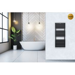 Grzejnik łazienkowy Mila 1200x500 czarny z półką grzewczą 13
