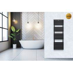 Grzejnik łazienkowy Mila 1500x500 czarny z półką grzewczą 13
