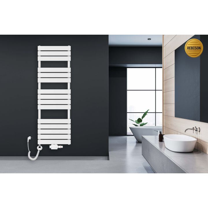 Grzejnik łazienkowy wodno-elektryczny Mila 1500x500 biały