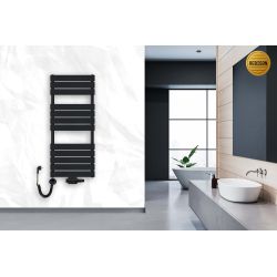 Grzejnik łazienkowy wodno-elektryczny Mila 1200x500 czarny