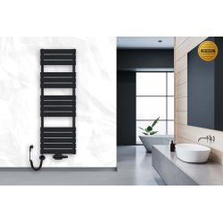 Grzejnik łazienkowy wodno-elektryczny Mila 1500x500 czarny