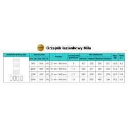 Grzejnik łazienkowy wodno-elektryczny Mila 900x500 biały